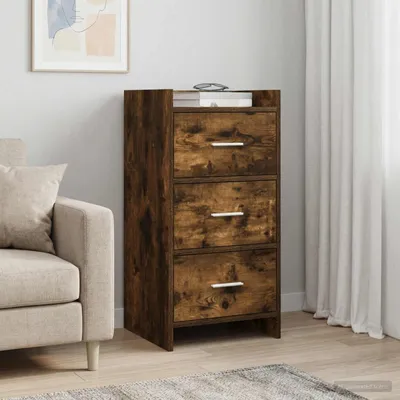 Image de Buffet vidaXL en chêne fumé, 40 x 36 x 80 cm, aggloméré