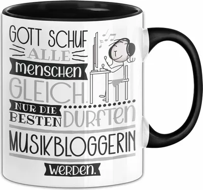Produktbild von Musikbloggerin Geschenk Becher Tasse Gott Schuf Alle Menschen Gleich Nur Die Besten Durfeten Musikbloggerin Werden Geschenkidee Lustig (Schwarz)