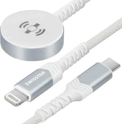 Produktbild von Swissten Bezvadu Lādētājs 2in1 Apple Watch un Lightning USB-C 1.2m