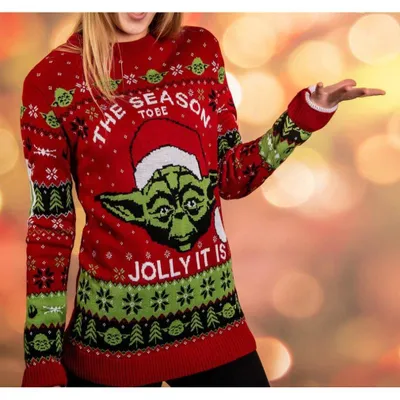 Zdjęcie produktu dla Świąteczny sweter Star Wars z motywem Yody, rozmiar XL