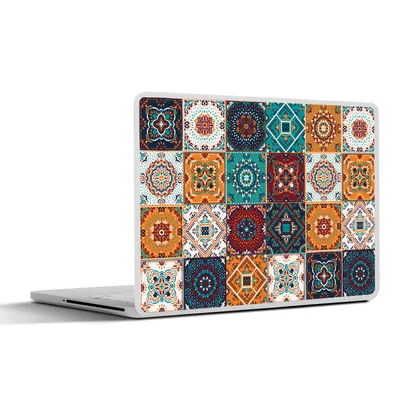 Produktbild von MuchoWow® Laptop Aufkleber Sticker Cover Retro - Blatt - Design - Orange - Braun 25x18 cm - Laptop-Deko