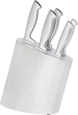 Produktbild von Stanley Rogers Messerblock mit 5 Messern, hochwertiges Blockset aus rostfreiem Edelstahl, verschiedene Messer mit scharfer Klinge, Messer-Set in Geschenk Box (Farbe: Silber), Menge: 1 x 6er Set