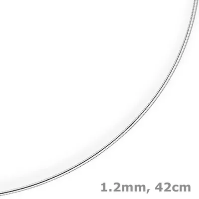 Produktbild von 1,2mm Halsreif Omegareif Omegakette Collier 750 Gold Weißgold, rund, 42cm