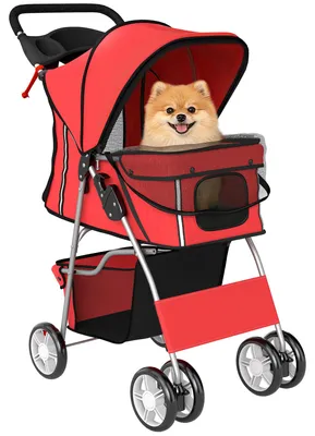 Produktbild von PawHut Hundewagen Hundebuggy Faltbar Katzenwagen bis 10kg mit Reflektorstreifen