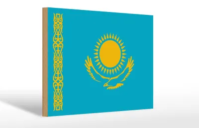 Produktbild von Holzschild Flagge Kasachstans 30x20cm Flag of Kazakhstan