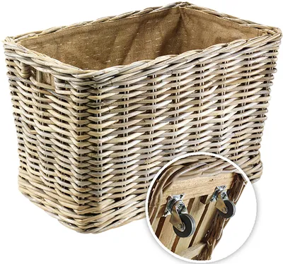 Produktbild von Kobolo Holzkorb für Kaminholz Kaminholzwagen mit Rollen aus Rattan Innenfutter aus Jute