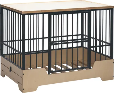 Produktbild von Designed by Lotte Drahtkäfig Premium Hundekäfig Metall/Holz, Größe:XL
