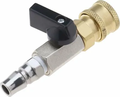 Obrázek produktu pro Rychlospojka pro stlačený vzduch, pneumatický kulový ventil, dávkovací ventil, uzavírací ventil 1/4" s připojením s vnějším závitem 1/4" a připojovací objímkou 1/4".
