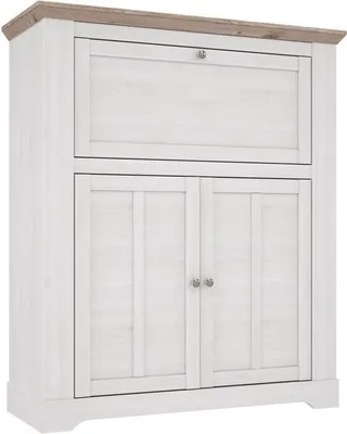 Produktbild von Furniture24 Kommode Iloppa TIQK421 Barkommode mit 2 Türen 1 Klappe Schneeiche Barschrank Schrank Wohnzimmerschrank