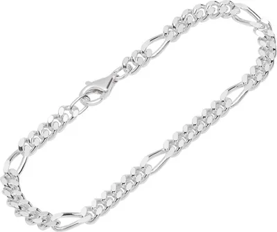 Produktbild von Armband 925 Sterling Silber 20cm Figaro Panzerkette diamantiert Damen Armkette