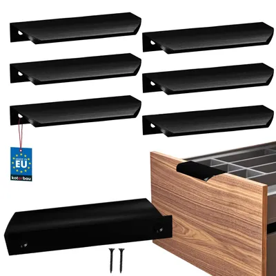 Produktbild von KOTARBAU® 6er Set Möbelgriff Schrankgriffe 116 mm Schwarz Matt ZnAl Hinterschraubgriffe Kantengriff Schubladengriffe Küche Modern