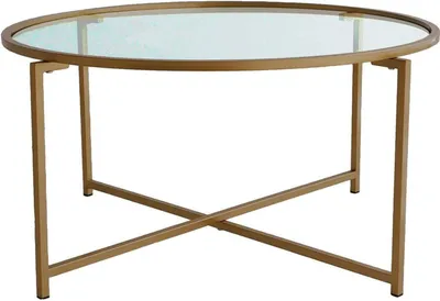 Produktbild von Ecaterina - Couchtisch, 83x83x40h cm Gold, Rauchglas-Effekt