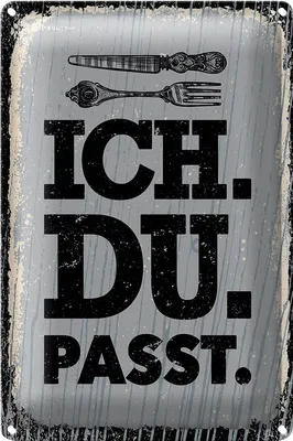 Produktbild von Blechschild Spruch Ich Du passt Gabel Messer 18x12cm