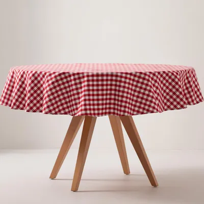 Produktbild von Fleckbeständiges Rundtischdecken mit Vichy-Karomuster 160x160 cm in Rot