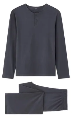 Produktbild von Celio Herren Pyjama-Set Pipyjersy M, langärmliges Oberteil und lange Hose, 100 % Baumwolle