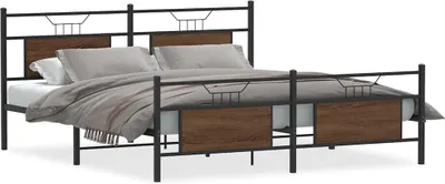 Obrázek produktu pro vidaXL Kovová postel bez matrace Hnědý dubový vzhled 180x200 cm
