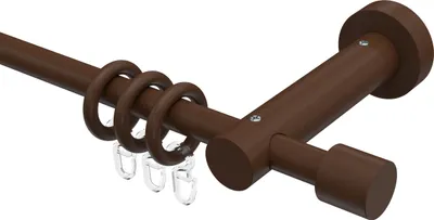 Produktbild von Interdeco Gardinenstange / Vorhangstange Nussbaum lackiert, Typ Adrian Pin (Kappe), 16 mm Ø 1-läufig, 100 cm