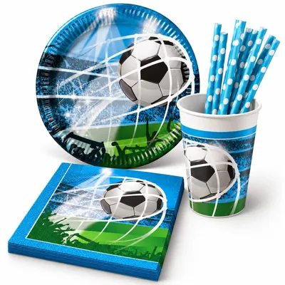 Produktbild von Partyset 48 tlg. Fußball Fans Einweggeschirr Fußball Weltmeisterschaft Party Deko Geburtstag