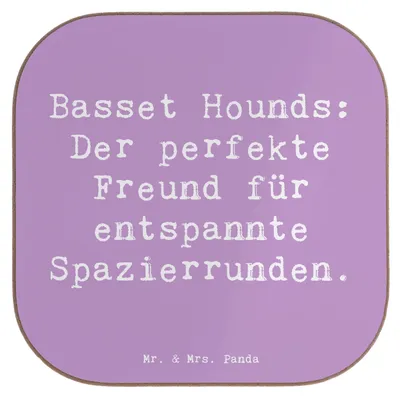 Produktbild von Mr. & Mrs. Panda Untersetzer für Gläser Spruch Basset Hound Freund - Lavendeltraum - Geschenk, Tassen, Familienhund, Hunderassen Beschreibung, Hundeliebhaber, liebevoll