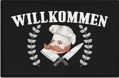 Produktbild von Trendation - Willkommen Fußmatte Grafik Schmutzfangmatte Geschenk Außen Innenbereich 60x40 cm Waschbar Türmatte Koch