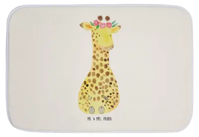 Produktbild von Mr. & Mrs. Panda Badezimmer Matte Giraffe Blumenkranz - Weiß - Geschenk, Selbstliebe, Freundin, Badvorleger, Bad Fußmatte, Badteppich, Badezimmerteppich, duschmatte