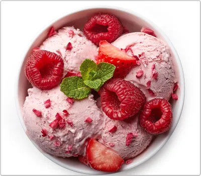 Produktbild von Spritzschutz Herdabdeckplatte Schneidebrett aus Glas Himbeeren und Eis 1-Teilig (60x52cm)