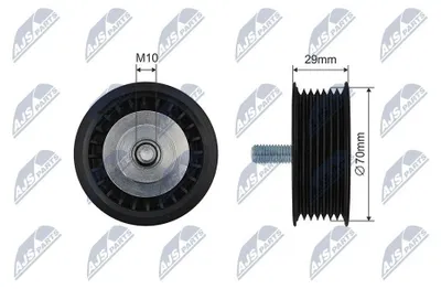 Produktbild von NTY RNK-AU-073 Spannrolle Keilrippenriemen 70mm für VW PASSAT Variant (3B6) Touareg (7LA, 7L6, 7L7) PASSAT (3B3) Phaeton für AUDI A8 (4E2, 4E8) A8