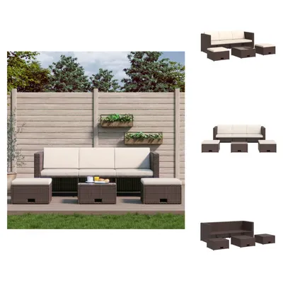 Immagine prodotto di vidaXL Set da salotto da giardino 4 pezzi con cuscini in rattan marrone - Set di mobili da giardino