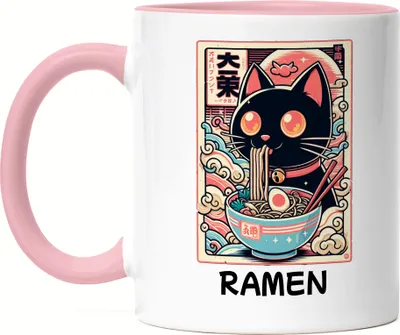 Produktbild von Ramen Tasse rosa Manga Otaku Japanisch Kawaii Katze Anime Nudeln