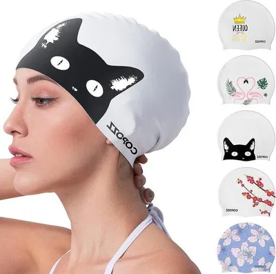 Produktbild von Famanu Badekappe für Frauen mit langem Haar - schützt Haar und Ohren - Schwimmzubehör aus Silikon