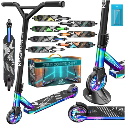 Produktbild von KESSER® Scooter Funscooter Stuntscooter X-Limit - 360° Lenkung mit ABEC 9 Kugellagern 100 mm PolyurethanRäder Robuster Kickscooter Tretroller Cityroller Trick Roller für Kinder Erwachsene