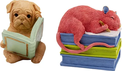 Buchstützen-Set Tierparty, 2 Stück, mehrfarbig, 15x11x15 cm