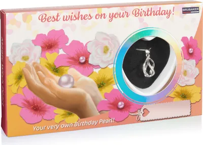 Produktbild von BRUBAKER Happy Birthday Wunschperle für Geburtstag - Halskette mit Silber Anhänger + Muschel mit echter Perle als Geschenkset für Freunde und Familie