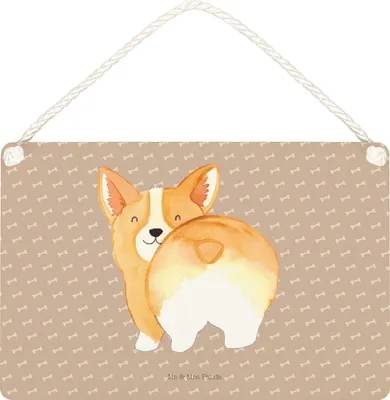 Produktbild von Mr. & Mrs. Panda Schild Corgi Po DIN A5 - Hundeglück - Geschenk, Spruch, holzbild, Corgie, Hund, Wandbild Holz, hängeschild, Türschild, wandtafel, Sprüche, Süß