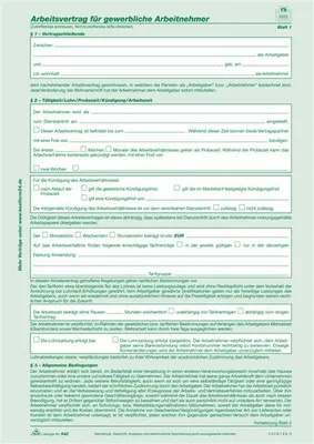 Produktbild von Arbeitsvertrag für gewerbliche Arbeitnehmer - SD, 2 x 2 Blatt, DIN A4, 1 Packung à 3 Stück