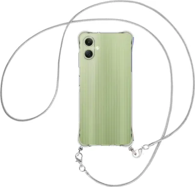 Produktbild von Handykette Backcover-Schutzhülle mit Band (Metall silberfarben) für Samsung Galaxy A06 4G - silberfarbene Snake-Kette
