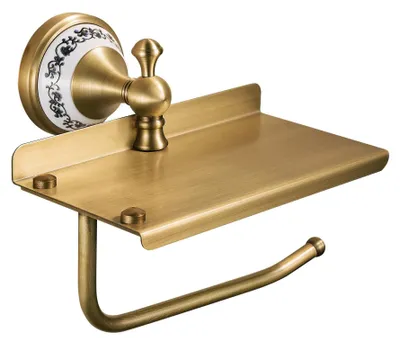 Immagine prodotto di Elzusha - Portarotolo da bagno con ripiano per telefono e finitura anticata