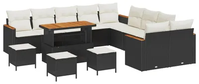 Image de vidaXL Ensemble canapé de jardin 14 pcs noir poly rotin