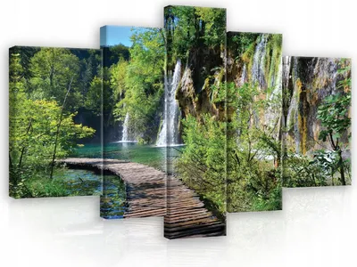 Produktbild von Leinwandbilder Wasserfall Natur Landschaft SET 170x100 cm 5 teilig Modern Canvas Bilder XXL Leinwandbild Leinwand Bilder Schlafzimmer Wohnzimmer Wandbilder Kunstdruck Wand Bild auf Leinwand Aufhängefertig