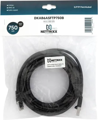 Image de NETTRIXX - Cablepatch CAT6A SFTP 750 cm noir - 550015
