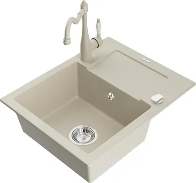 Immagine prodotto di Mexen Enzo lavello in granito a 1 vasca con sgocciolatoio e rubinetto cucina Carla, beige - 6506-69-670700-69