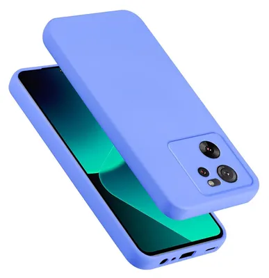 A purple phone case is shown from a diagonal angle, with the phone screen visible underneath.