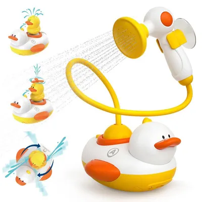Produktbild von Baby Badespielzeug Ente Kinder Duschspielzeug mit 3 Sprühdüsen Elektrisches Wasserspielzeug für Badewanne Kleinkinder 1-3 Jahre