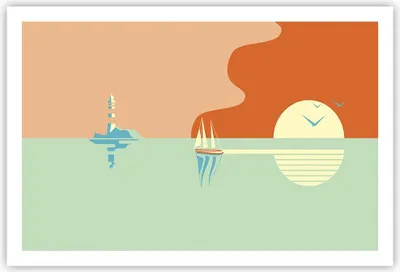 Produktbild von Poster - Poster ohne Rahmen - Sonne Segelschiff Laterne - 91,5x61 cm - Wand Bild - Wanddeko - Wandbilder - Kunstposter - Wandposter - Bilder - Kunstdruck - Wanddekoration - Wandbild - P2XAA91x61-4888