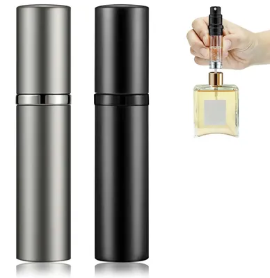 Obrázek produktu pro Colexy, 5ml, opakovaně plnitelné parfémové rozprašovače, prázdné parfémové rozprašovače, mini přenosné rozprašovače na parfém pro cestování, nádobky na parfém, cestovní rozprašovače (černá + šedá)