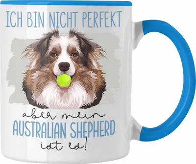 Produktbild von Trendation - Australian Shepherd Besitzer Tasse Geschenk Lustiger Spruch Geschenkidee Besitzerin Ich Bin Nicht Perfekt Aber Mein Australian Shepherd Ist Es (Blau)