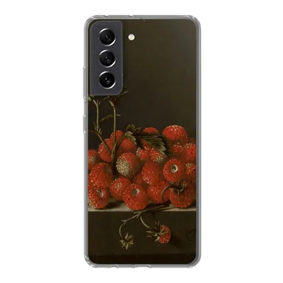 Produktbild von MuchoWow® Handyhülle Schutzhülle Hülle für Samsung Galaxy S21 FE Stilleben mit Walderdbeeren - Gemälde von Adriaen Coorte Silikon Softcase Handy Hülle - Mobiltelefonhülle