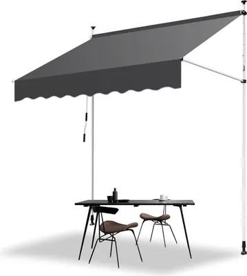Immagine prodotto di Tenda da sole a pinza Aopunly Tenda da sole balcone resistente ai raggi UV impermeabile Grigio 200cm