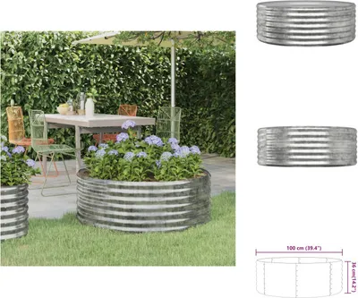 Obrázok produktu pre vidaXL Vyvýšený záhon z ocele s práškovým nástrekom 100x100x36 cm Strieborná - Kvetináče a sadenice