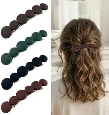 Produktbild von 4 französische Haarspangen für Damen im Set, automatische Haarspangen für dünnes und feines Haar